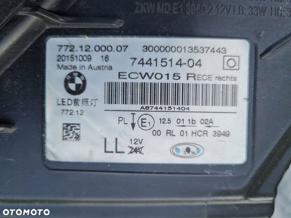 BMW 7 G11 G12 Lampa prawa przód Full Led 7441514-04 - 11