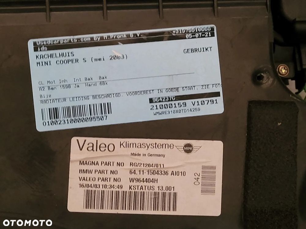 BMW MINI NAGRZEWNICA NAGRZEWNICE - 6