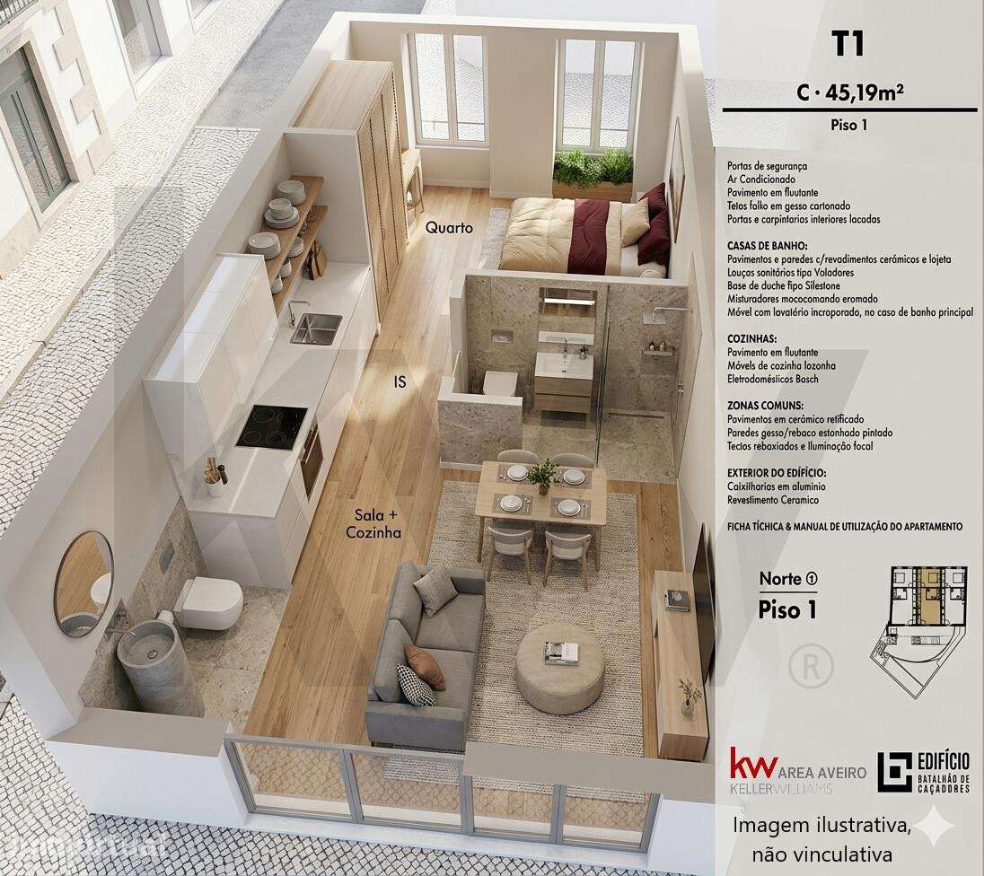 Oportunidade T1 no Centro de Aveiro | Cedência de Posição - Grande imagem: 2/11