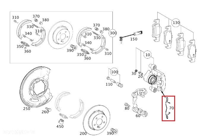 MERCEDES W204 C207 Sprezyna zacisku hamulca kola tyl OE - 2
