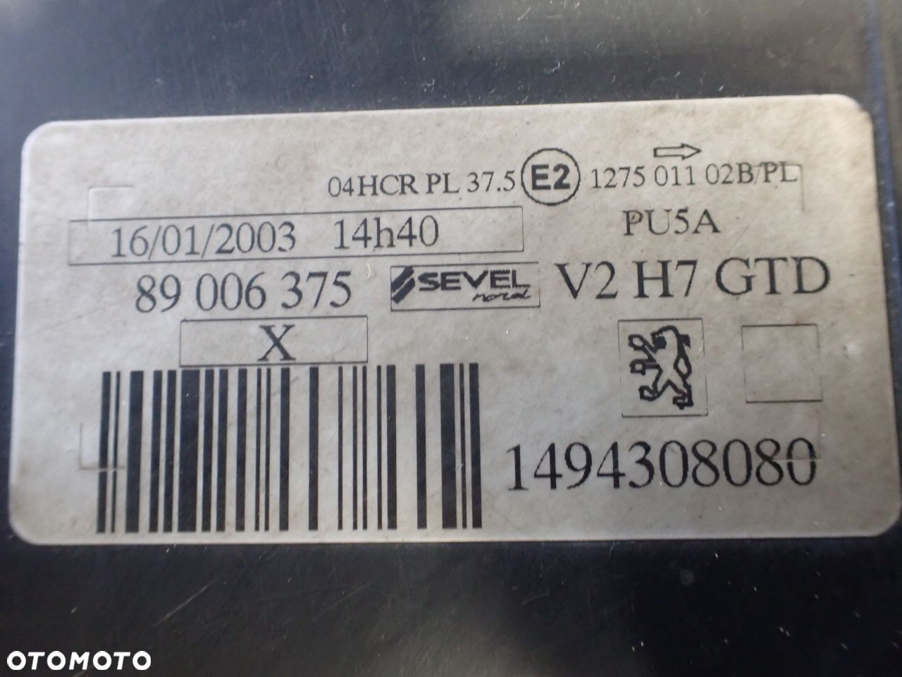 LAMPA LEWA PRZEDNIA SOCZEWKA PEUGEOT 807 2.2 89006375   1494308080 - 5
