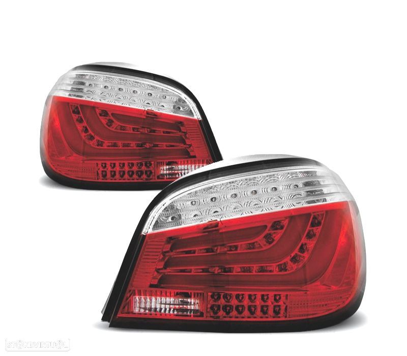 FAROLINS TRASEIROS BMW E60 LCI 07-10 LED VERMELHOS CROMADO - 1