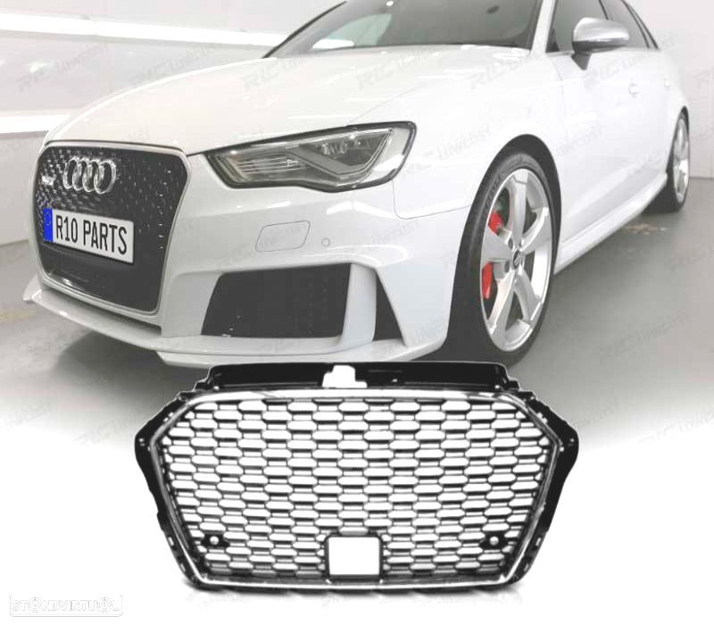 GRELHA AUDI A3 8V 16-19 PRETO CROMADO LOOK RS3 - 1