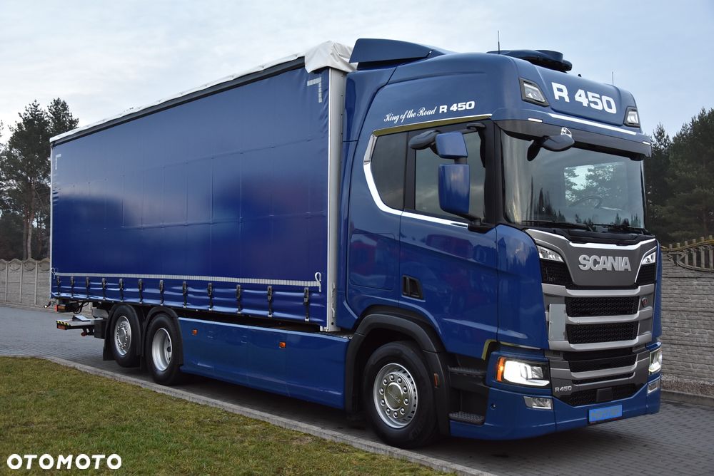 Scania R450 3-OSIOWA / OŚ SKRĘTNA / FIRANA 8.2M / 20 EUROPALET/ NAVI / SKÓRY / RETARDER / KLIMA POSTOJOWA / CAŁA NA PODUSZKACH / WINDA DHOLLANDIA/ AUTOMAT / STAN IDEALNY !! - 6