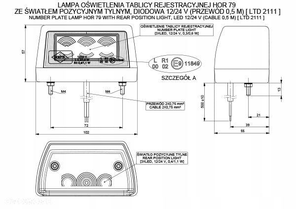 LAMPA LED OŚWIETLENIA TABLICY REJESTRACYJNEJ - 2