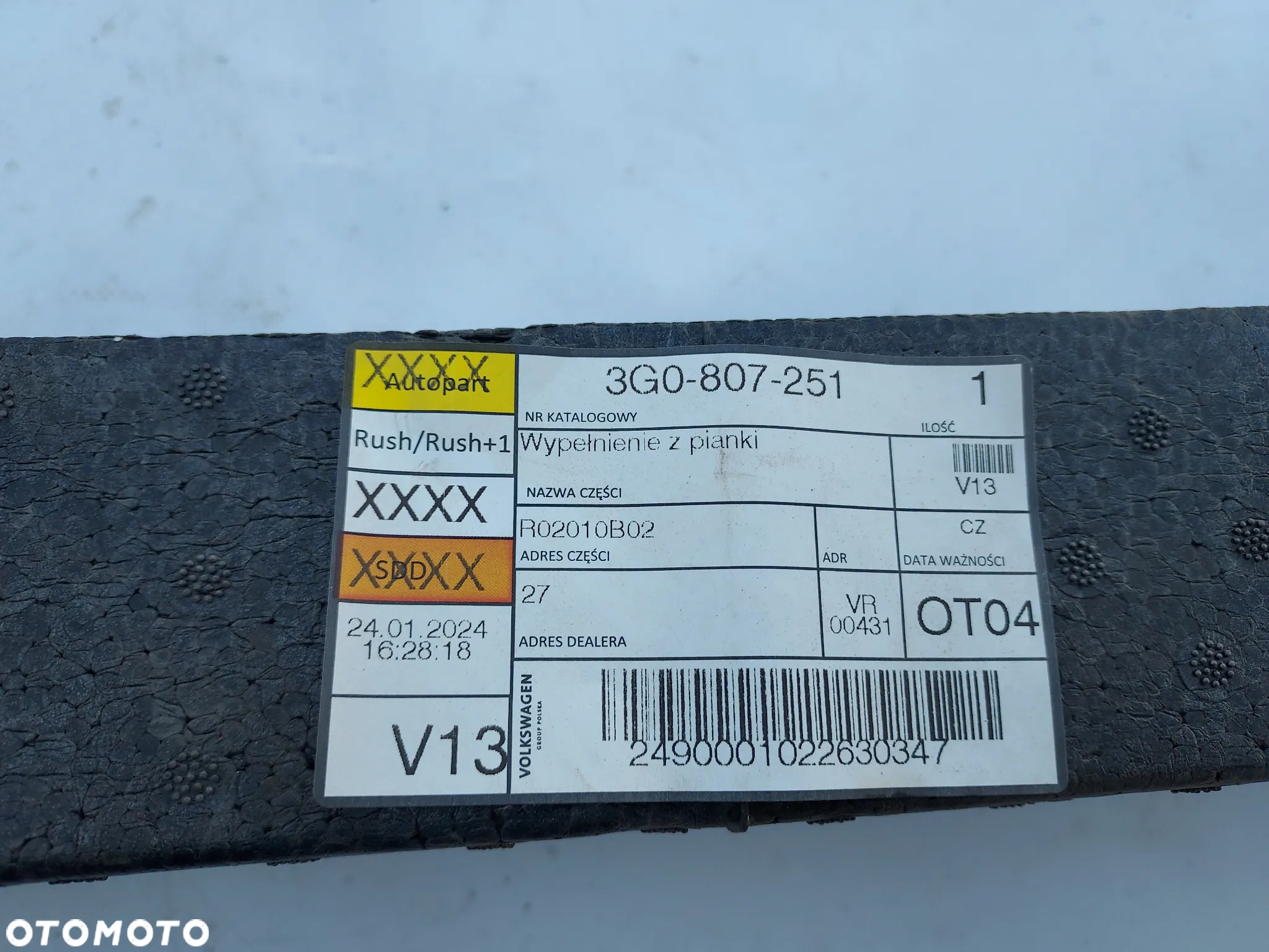 Absorber pianka VW Passat B8 3G0807251 - 2