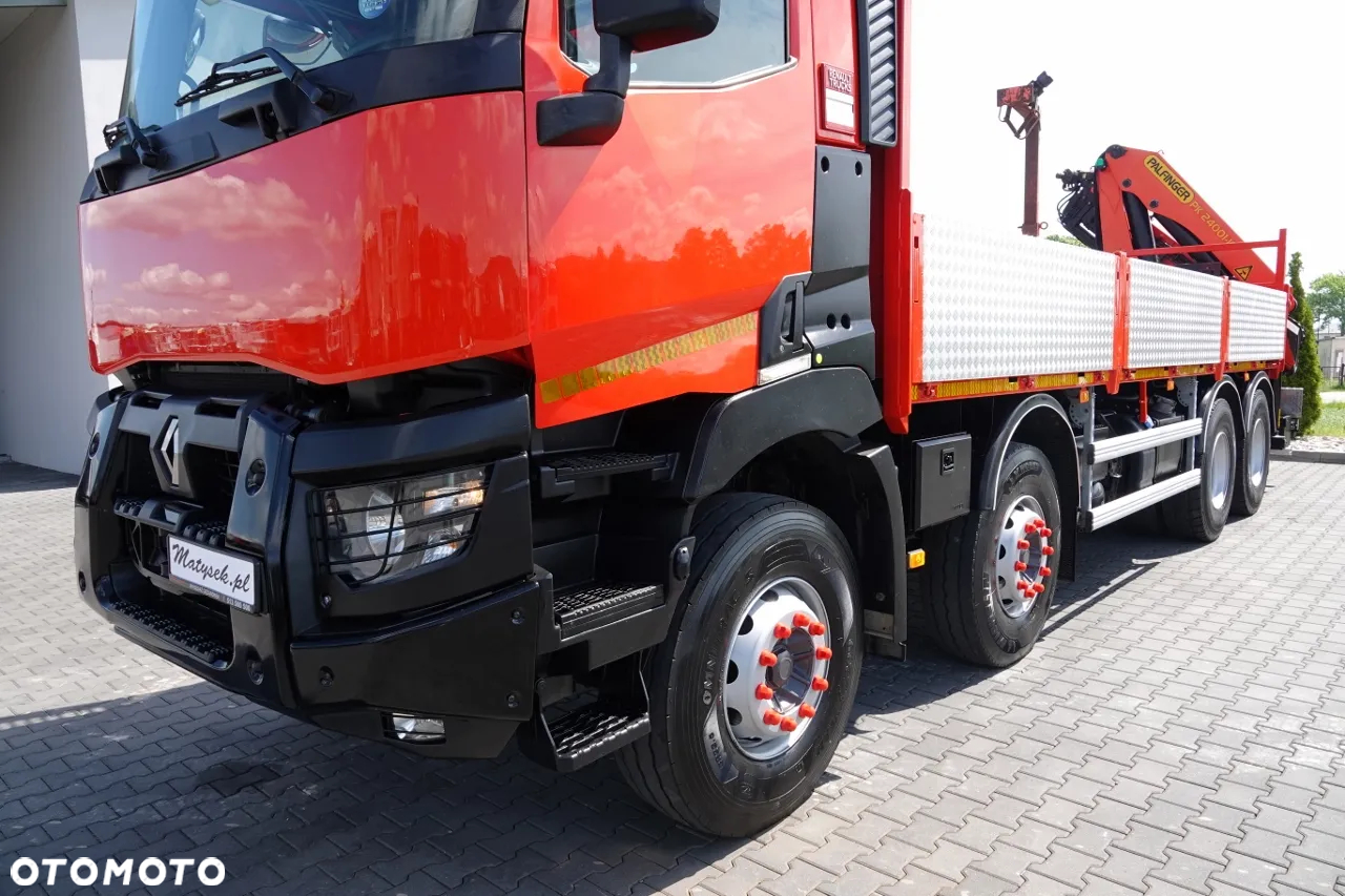Renault C 430 / 8x4 / SKRZYNIOWY 7 M + HDS PALFINGER PK 24001-K C / WYSÓW 12,5M / STEROWANIE RADIOWE / WIDŁY / ROTATOR / SPROWADZONY - 11