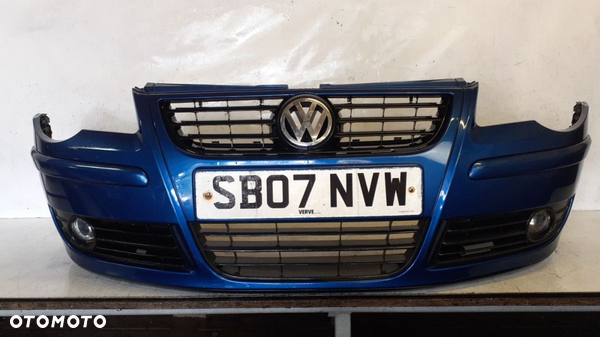 * ZDERZK PRZÓD PRZEDNI VW VOLKSWAGEN POLO 9N3 LIFT FL LA5M NIEBIESKI BŁEKITNY HALOGENY