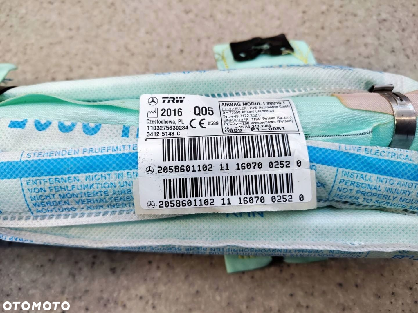 KURTYNA DACHOWA PRAWA PODUSZKA AIRBAG 2058601102 MERCEDES W205 C-KLASA - 3