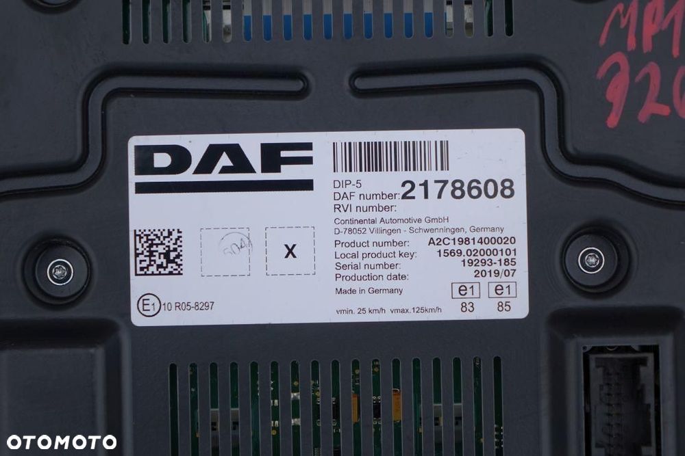 LICZNIK ZEGARY EUROPA DAF XF106 A2C1981400020 2178608 - 4