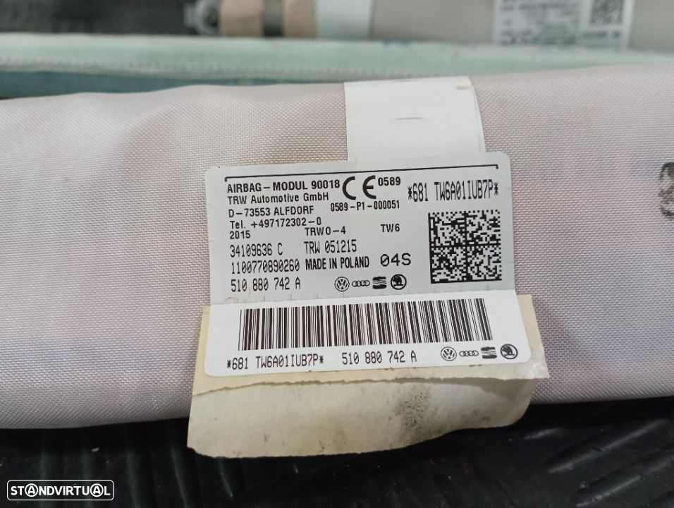 Cortina Airbag Direita e Esquerda VW Golf VII Sportsvan 2016 Ref. 510880741A / 510880742A - 2