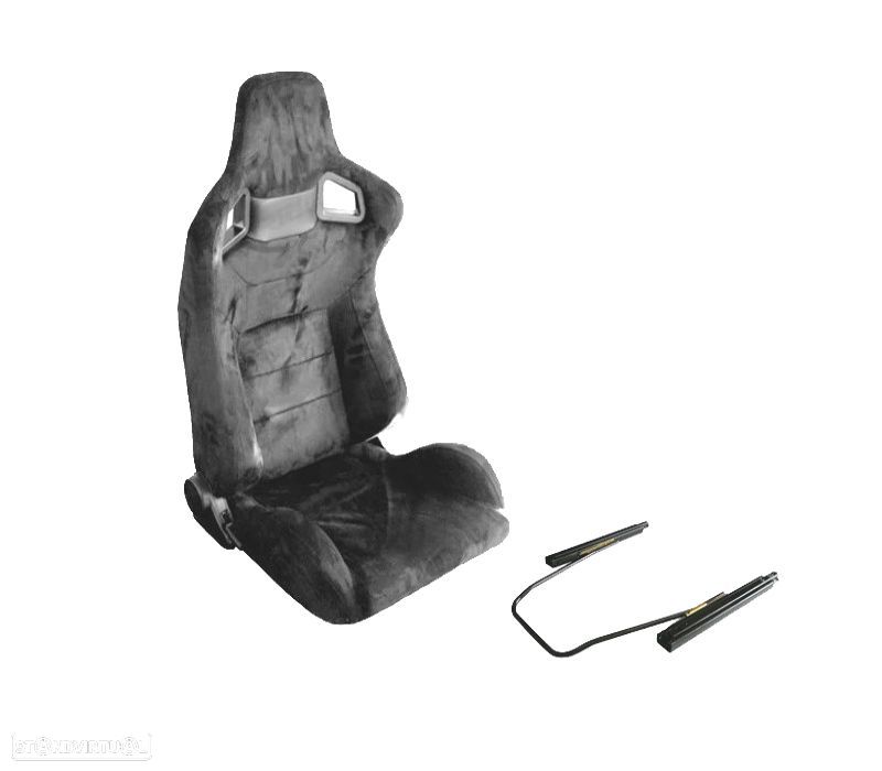 KIT BANCO SEMI BAQUET BACKET TIPO RS EM ALCANTARA PRETA - 1