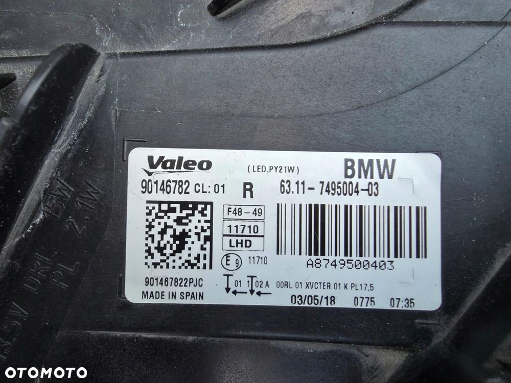BMW X1 F48 Lampa prawa przód Full Led Dynamic 7495004-03 - 9