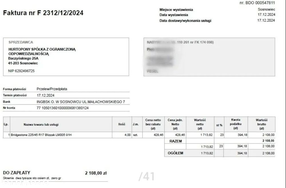 Koła felgi Honda Civic VIII + opony zimowe Bridgestone 225x45R17 - 2