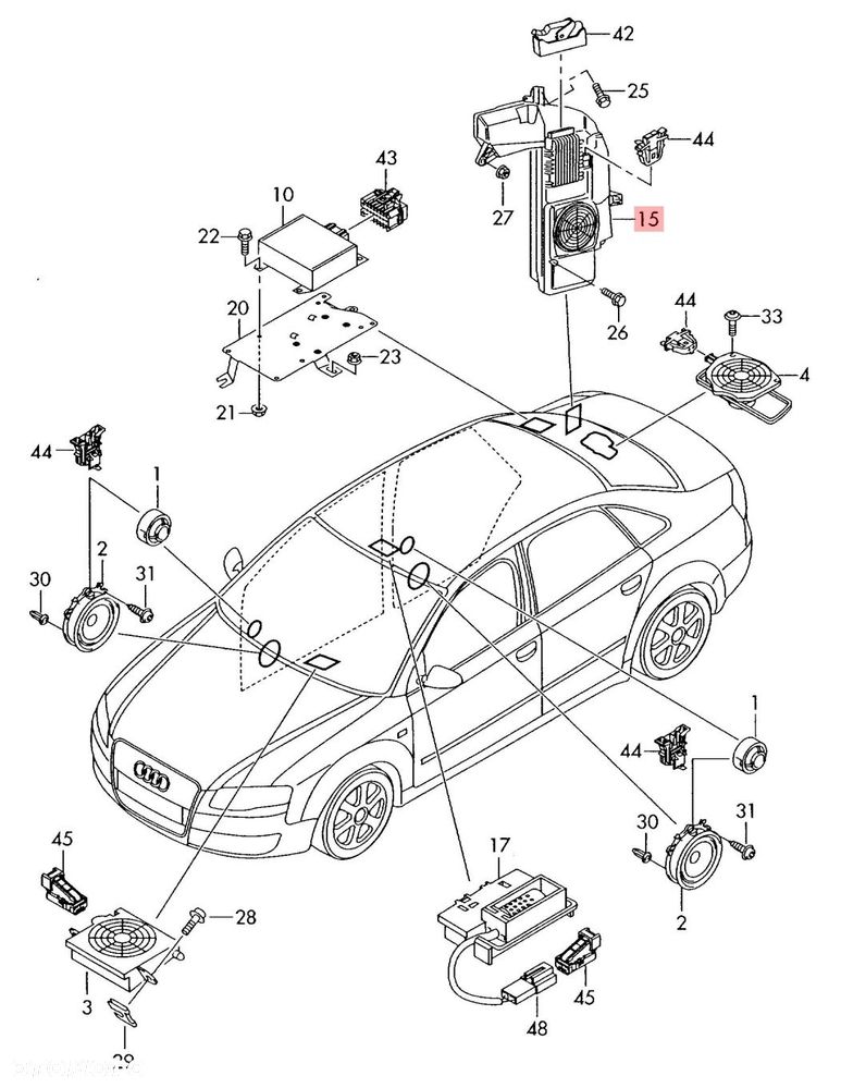 GŁOŚNIK SUBWOOFER WZMACNIACZ AUDI A4 B7 AVANT 8E9035382E - 2