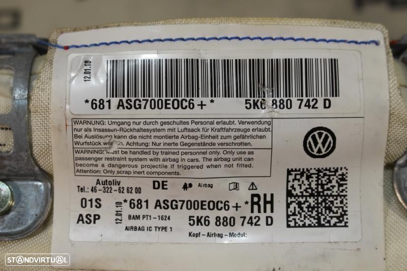 Airbags De Cortina Volkswagen Golf Vi (5K1)  5K6880741d / 5K6880742d - 7