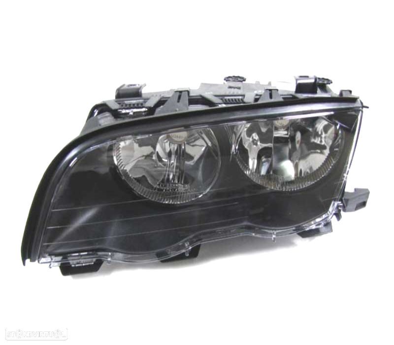 FARÓIS BMW E46 4 PORTAS 98-01 FUNDO NEGRO - 2