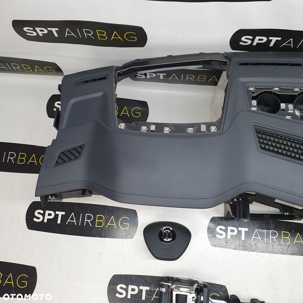 VVW TOUAREG III 3 DESKA ROZDZIELCZA HEAD UP NIEBIESKA NITKA KONSOLA KOKPIT PULPIT PODUSZKI AIRBAG AIR BAG PASY KIT SET - 2