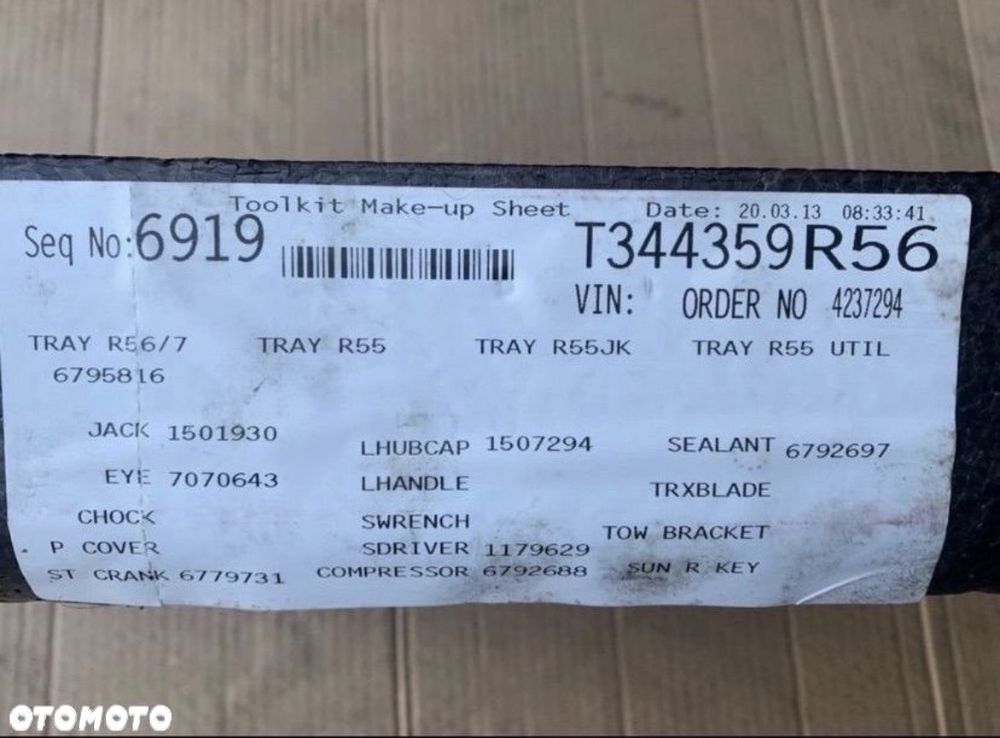 6795816 lewarek zestaw naprawczy mini cooper one r55 r56 - 2