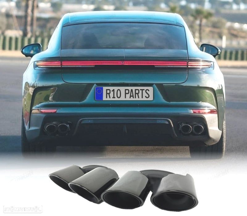 PONTEIRAS DE ESCAPE PORSCHE PANAMERA 24-25 PRETO BRILHANTE - 1