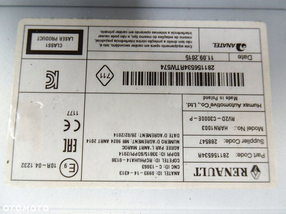 radio cd dacia logan mcv ii 281156534r - 9