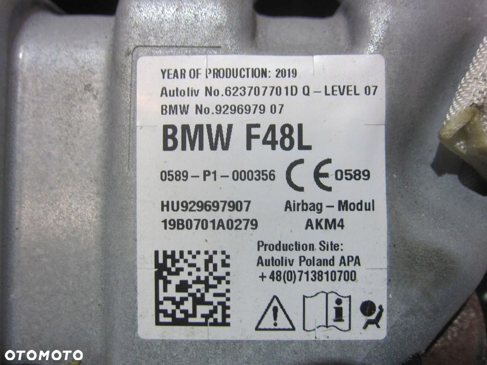 BMW X1 F48 F39 PODUSZKA KOLANOWA AIRBAG KIEROWCY 9296979 USA 72129296979 - 7