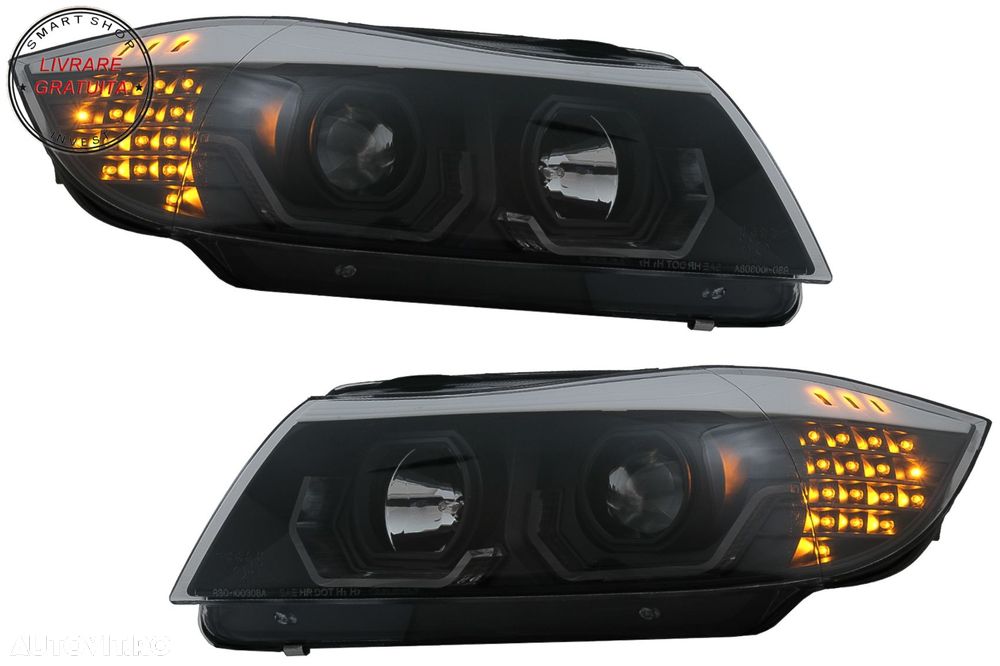 Faruri 3D LED Angel Eyes BMW Seria 3 Limousine E90 Touring E91 (03.2005-08.2008) L- livrare gratuita - 12
