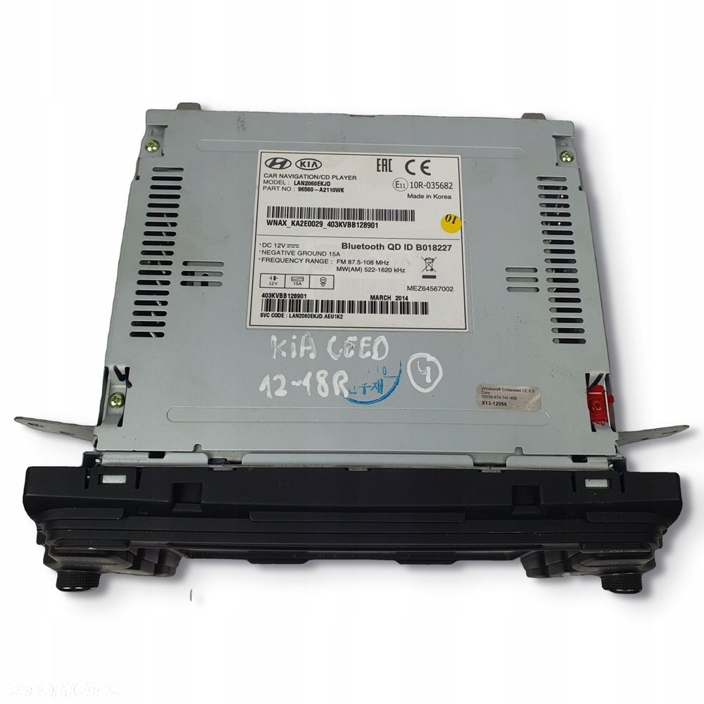 RADIO CD RADIOODTWARZACZ NAWIGACJA NAVI Kia Ceed II 96560-A2110WK - 3