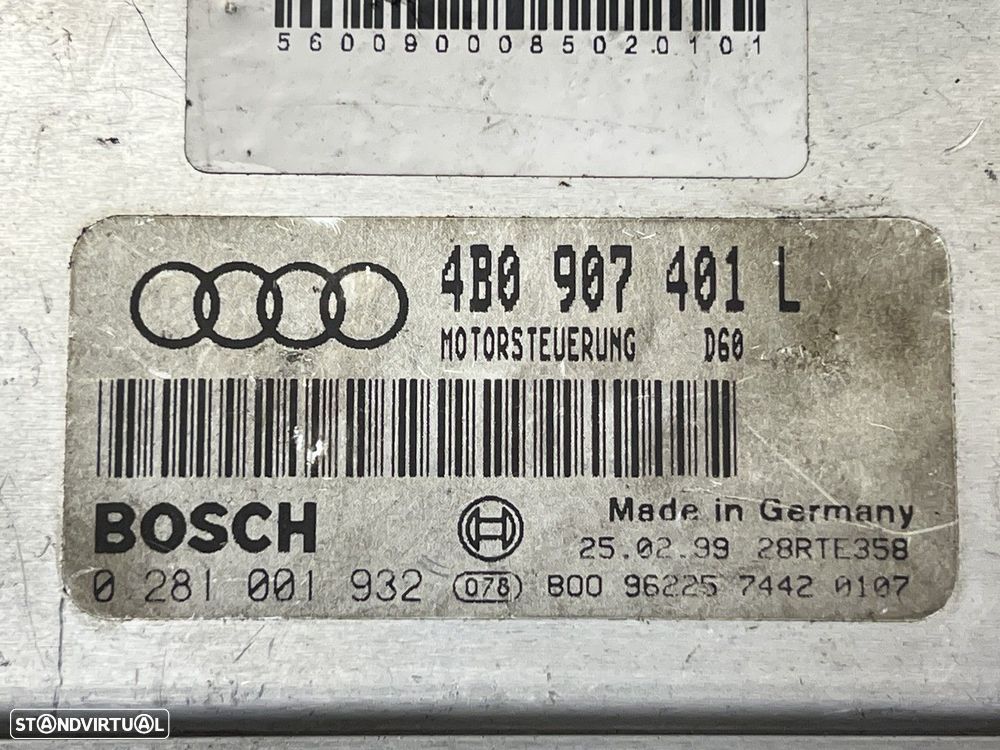 Centralina do motor ECU Usado AUDI A6 (4B2, C5) 2.5 TDI 4B0907401L 4B0 907 401 L... - 4