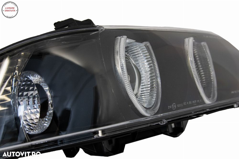 Faruri Angel Eyes BMW Seria 5 E39 Sedan Touring (1996-2003) Editie Negru Gri- livrare gratuita - 8