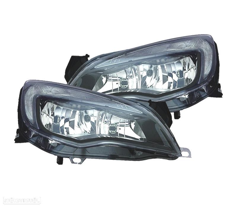 FARÓIS OPEL ASTRA J 5P 10-15 4P 12- COM LUZ DIURNA FUNDO PRETO - 1