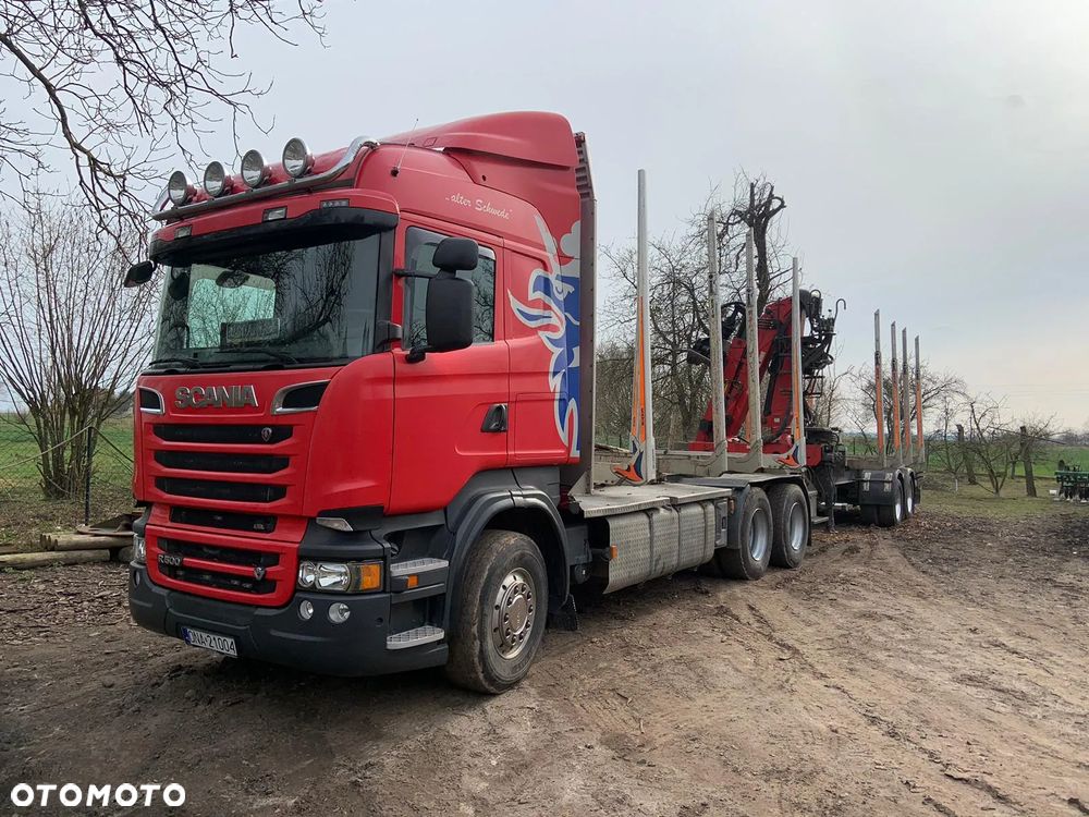 Scania R580 V8 2016r Scania R560 V8 2014r Scania R500 V8 2013r do drewna drzewa lasu dłużycy kłody dźwig epsilon loglift wózek doll huttner przyczepa do transportu drewna - 28