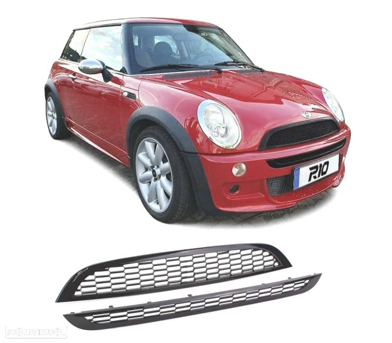 GRELHA FRONTAL PARA MINI COOPER S 01-06 PRETO BRILHANTE - 2