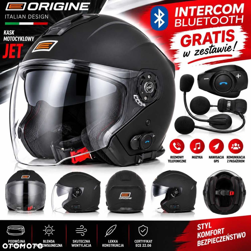 Kask Origine PALIO Otwarty Jet BLUETOOTH z interkomem XL 61-62cm Mikrofon + słuchawki
