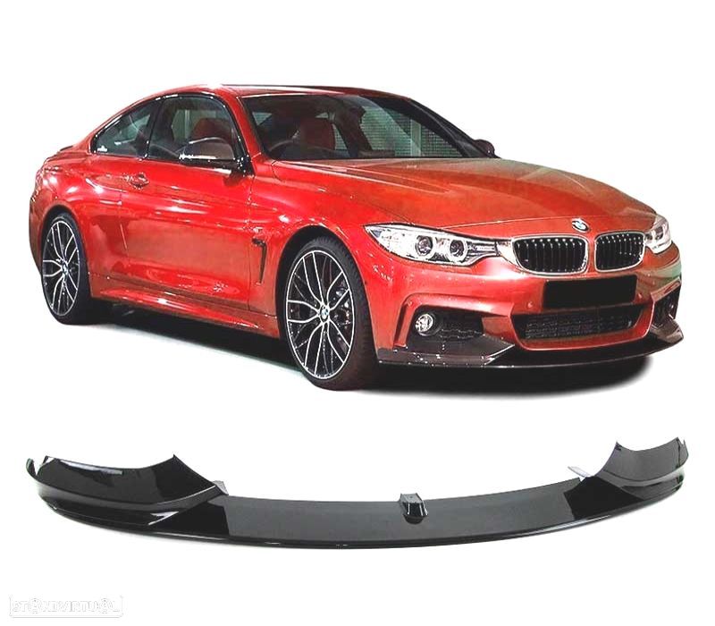 SPOILER LIP FRONTAL BMW F32 F33 F36 13-20 LOOK M PERFORMANCE PRETO BRILHANTE - 1