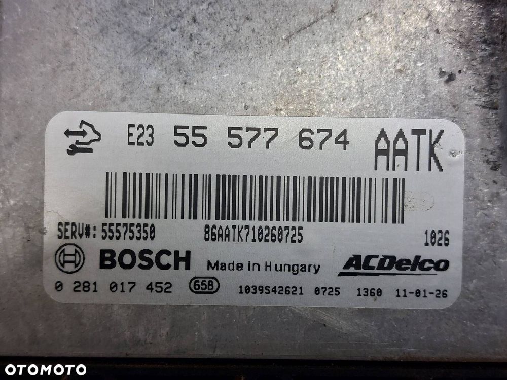 ZESTAW STARTOWY OPEL ASTRA J 55577674 0281017452 13579056 13500157 - 2
