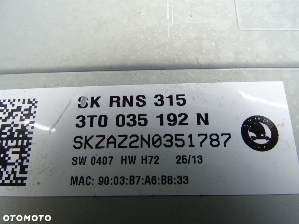 Radio radioodtwarzacz cd ekran wyświetlacz navi 3t0035192n skoda yeti i 5l - 5