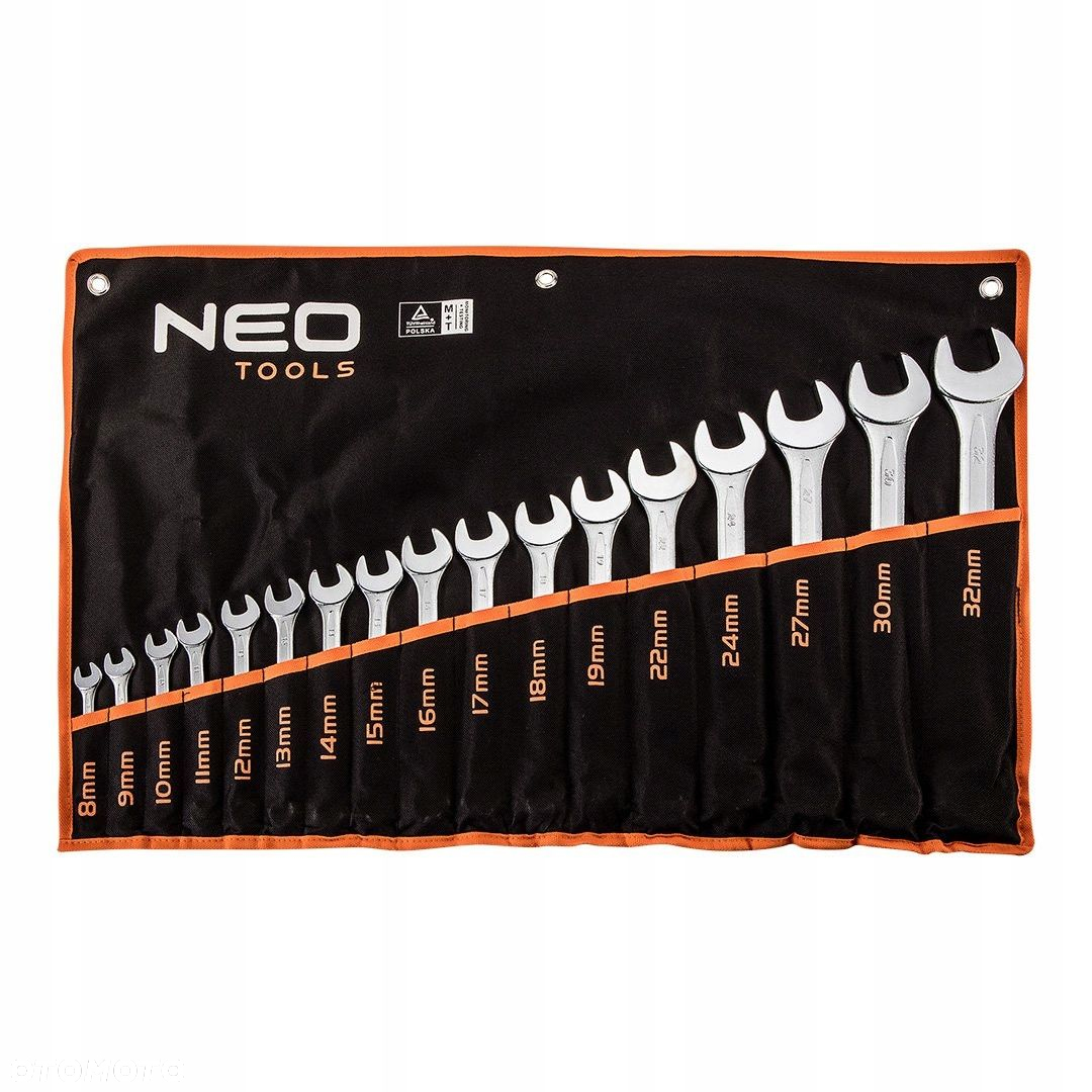 NEO ZESTAW KOMPLET KLUCZE PŁASKO OCZKOWE 8-32mm 17 szt. PŁACHTA 09-753 - 3
