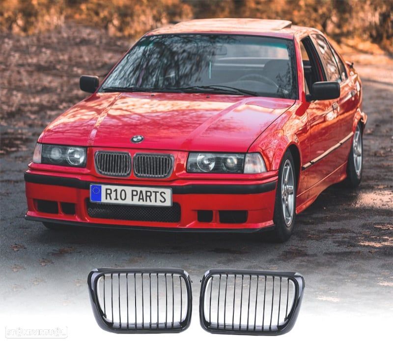 GRELHAS FRONTAIS BMW E36 96-98 LOOK M PERFORMANCE PRETO BRILHANTE - 1