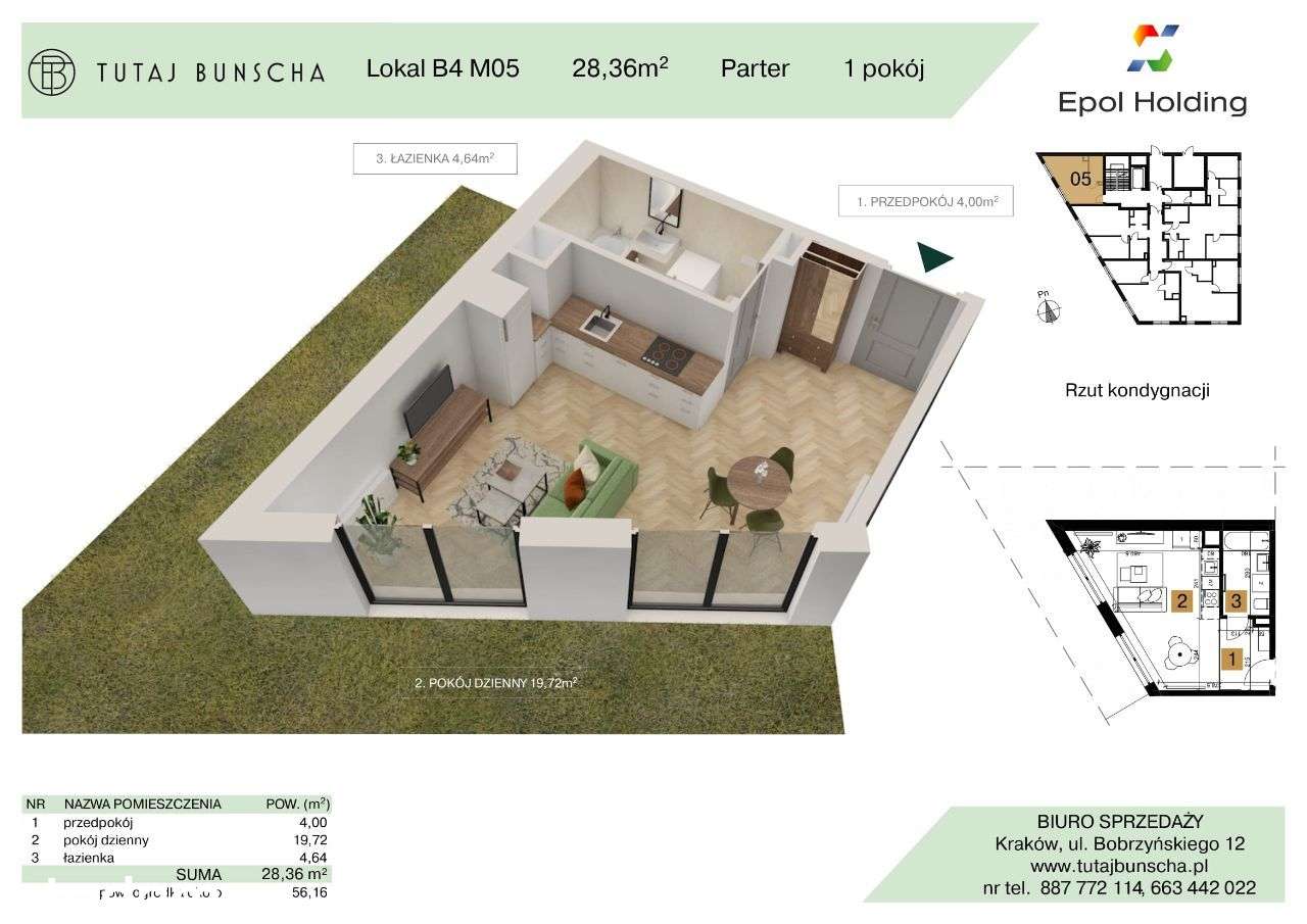 1-pokojowe mieszkanie 28 m2 + ogród 56 m2 Bezpośrednio