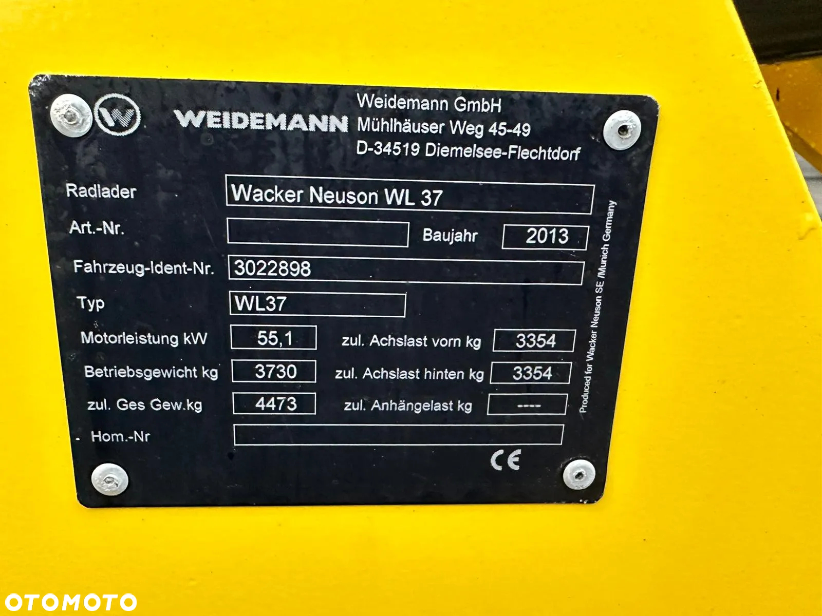 Wacker Neuson Weidemann Wacker Neuson WL37 ładowarka przegubowa, 2013rok, 74KM, 119900zł netto - 6