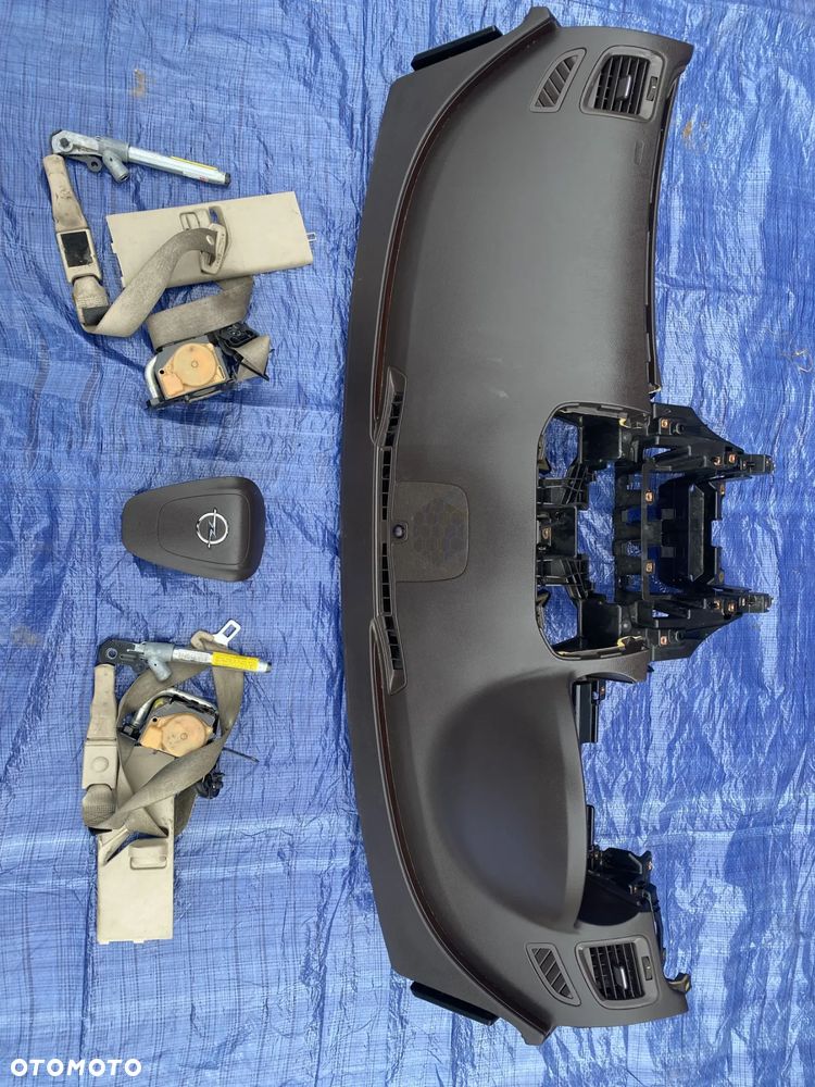 OPEL INSIGNIA A DESKA KONSOLA KOKPIT PODUSZKI AIRBAG PASY KOMPLET BRĄZOWA ORYGINAŁ - 2