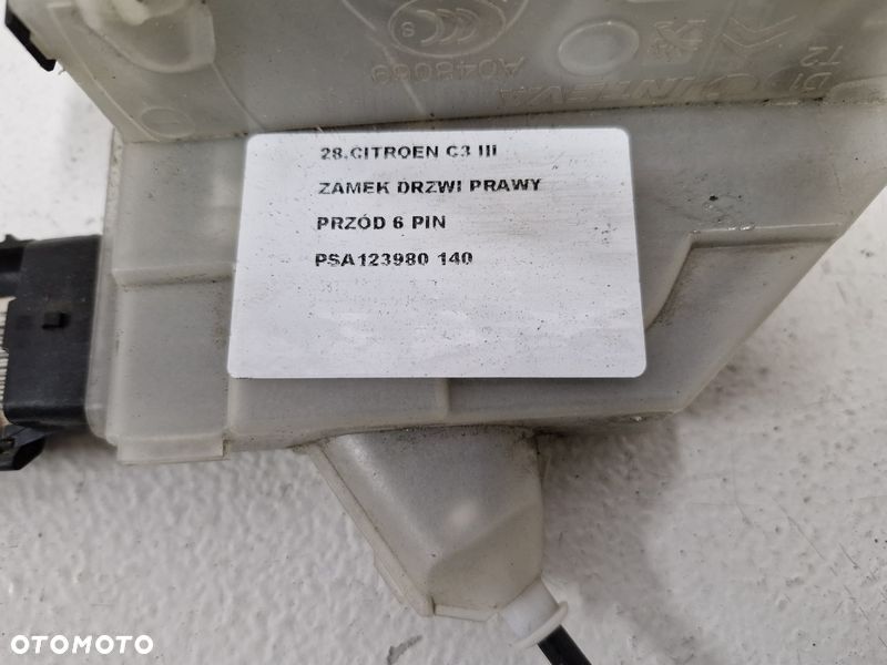 citroen c3 iii 3 zamek drzwi prawy przód przedni 6 pin psa123980 - 3