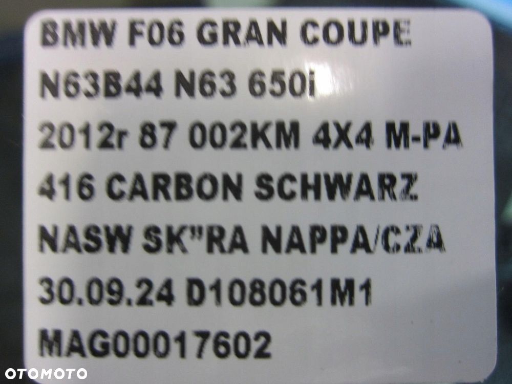 BMW 6 F06 6 SZYBA BOCZNA DRZWI TYLNYCH PRAWY TYŁ 7275402 51357275402 - 9