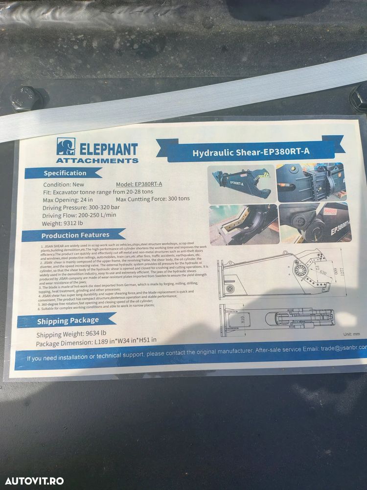 Fuchs Foarfeca hidraulica Rotativa taiere fier ELEPHANT EP380RT-A - 4