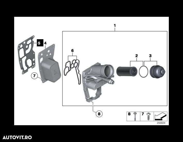 Garnitura radiator ulei motor, termoflot BMW Seria 1, Seria 3, Seria 5, Seria 6, X1; Toyota Avensis 3, Auris, Verso; Mini Cabrio, Coupe, 2.0, 3.0, Original, 11428516396 - 2