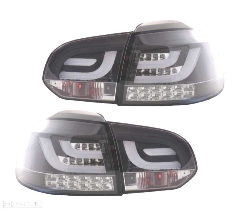 FARÓIS VOLKSWAGEN VW GOLF 6 08-12 LED FUNDO PRETO CROMADO - 1