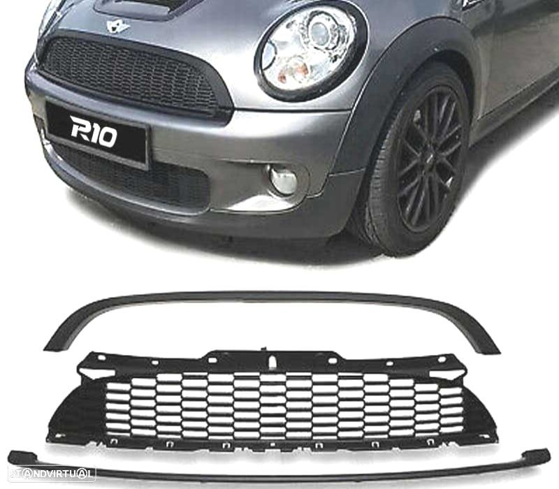GRELHA FRONTAL MINI COOPER R56-57-55 LOOK JCW 10-14 PRETO BRILHANTE - 1