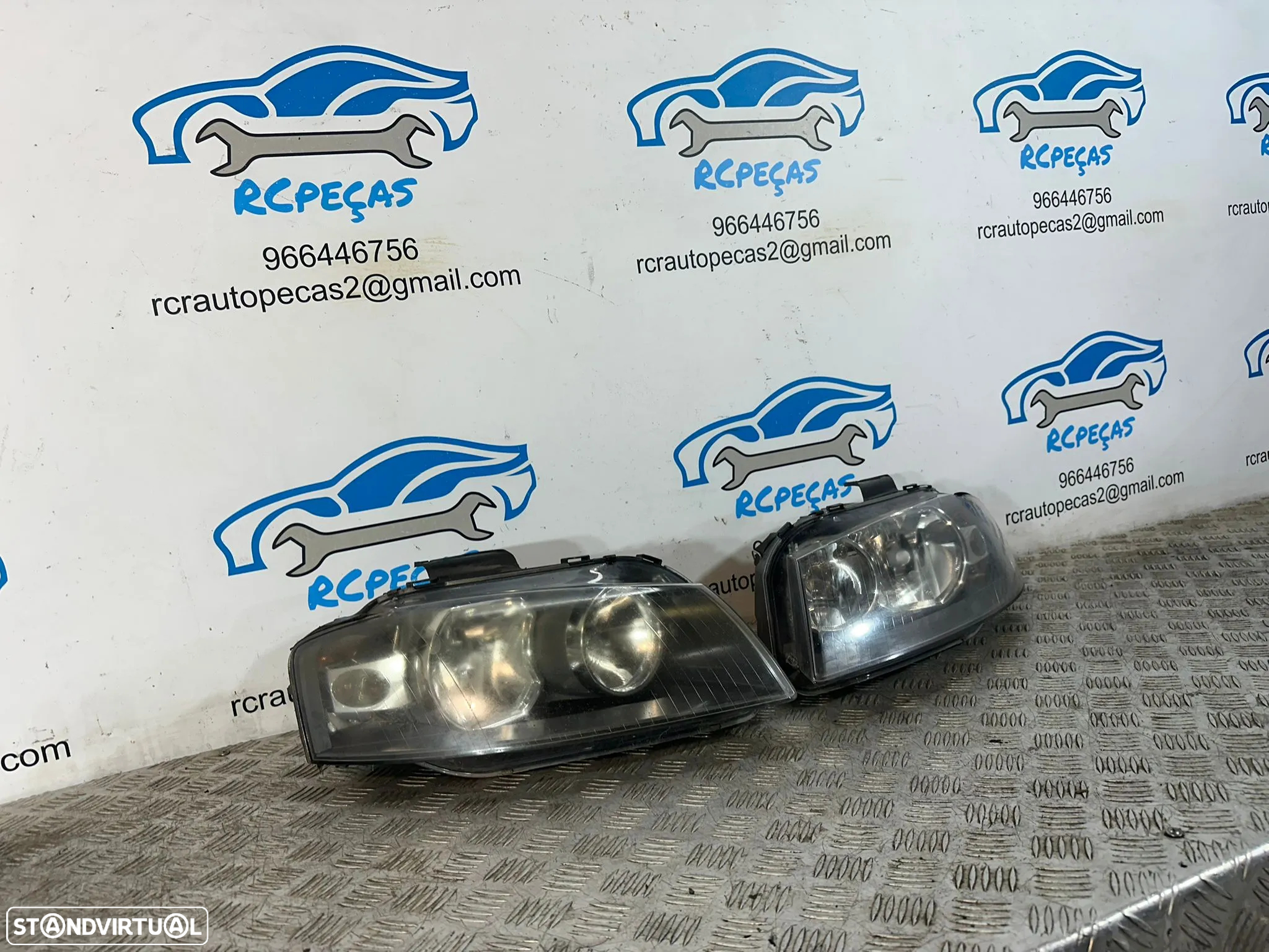 .Conjunto Oticas Farois Frontais Frente Original Audi A3 8P Halogéneo 2003 - 2010 8P0941003L 8P0941004L - 3