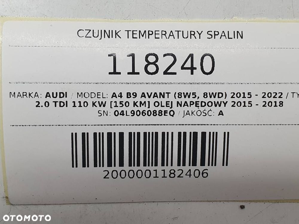 CZUJNIK TEMPERATURY SPALIN 04L906088EQ AUDI A4 B9 2.0 TDI - 5